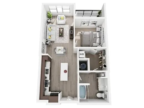 Floor plan One Bedroom One Bath A2