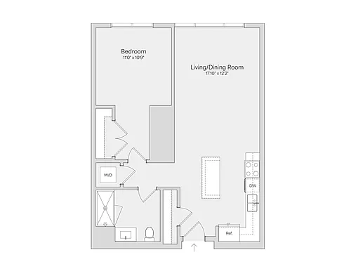 Floor plan 1BR 1BA (755 SF)