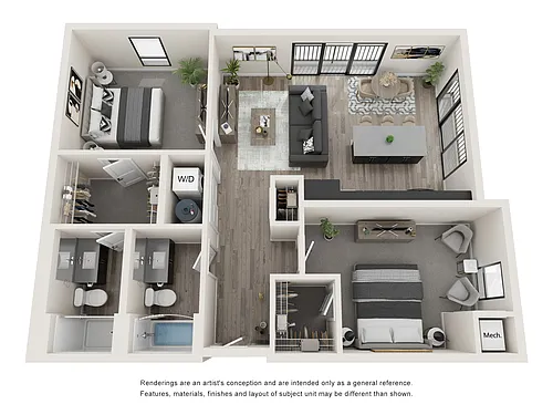 Floor plan 2bdx2ba