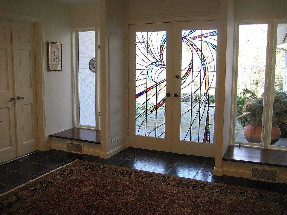 Double stained-glass front doors