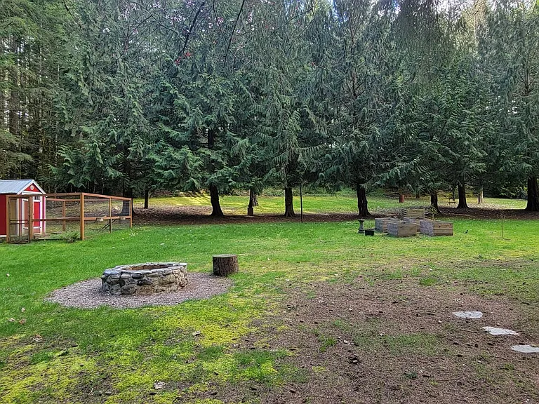 Fire circle and raised bed for gardening
