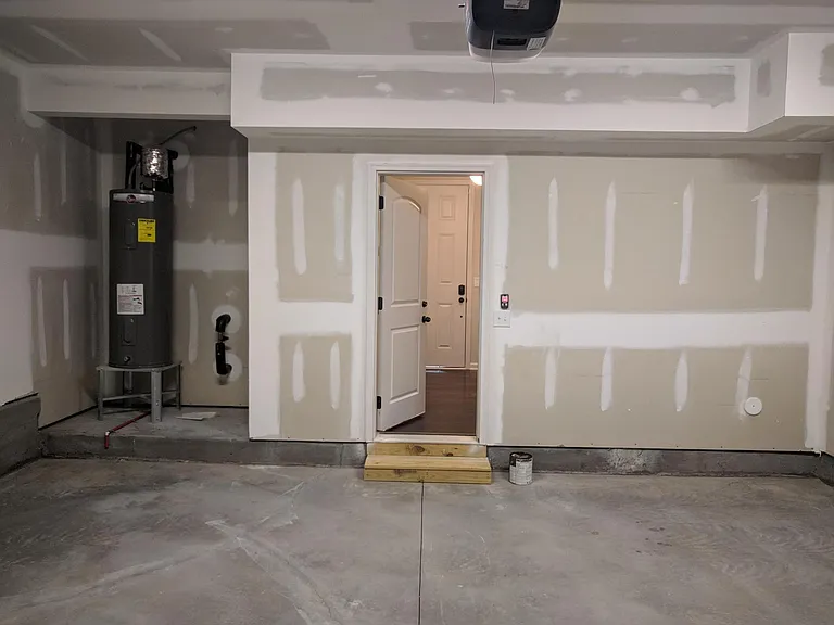 Garage entrance and water tank