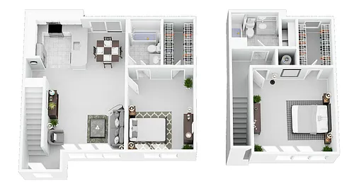 Floor plan 2 Bed Townhouse (1UP/1DOWN) + $160 Garage (Firepla