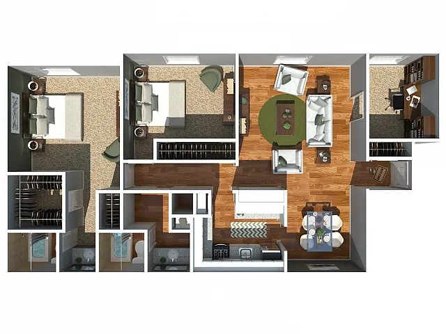 Floor plan 2 Bedroom with Office