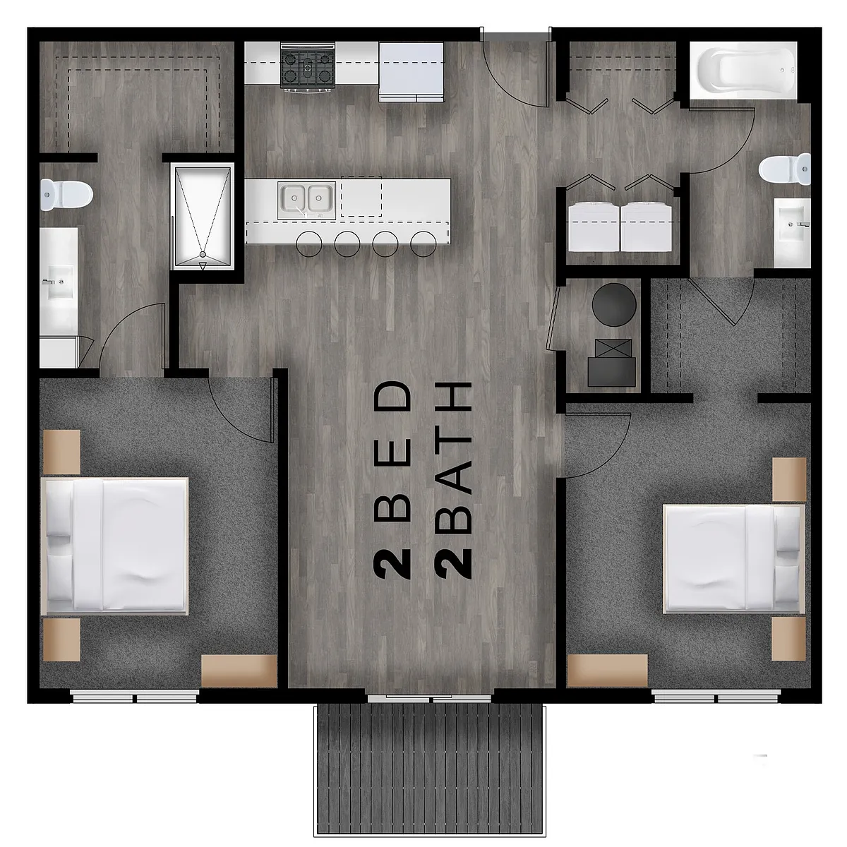 Floor plan 2 Bed, 2 Bath