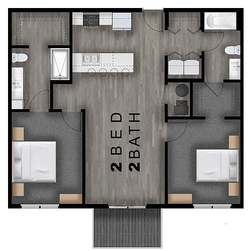 Floor plan 2 Bed, 2 Bath