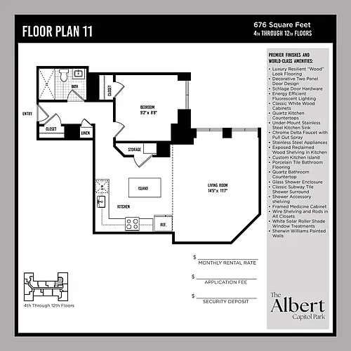 Floor plan 1 Bedroom Unit - A11