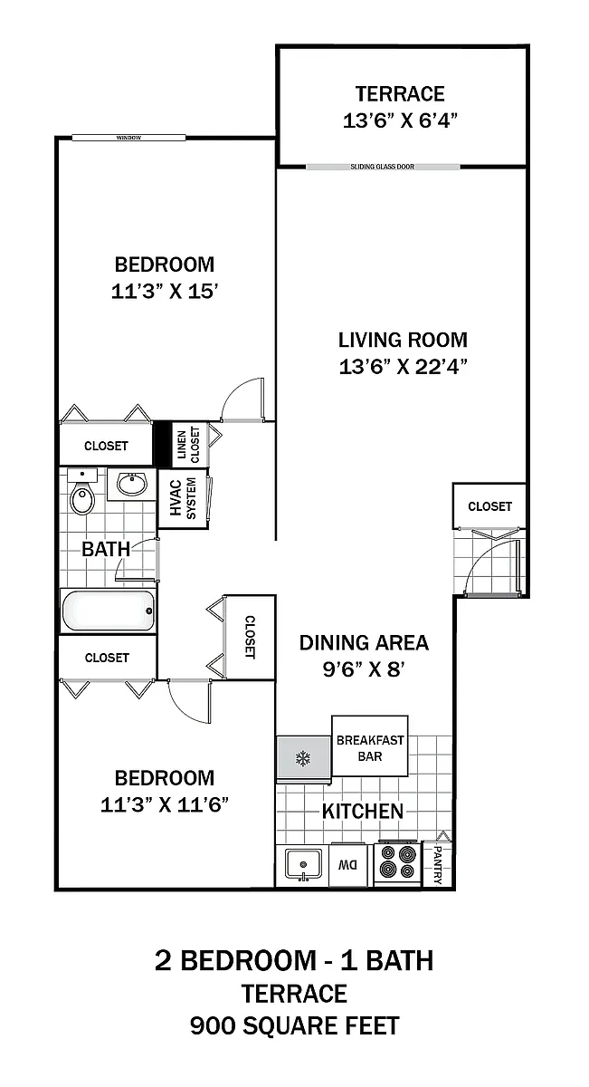 Floor plan 2 Bedroom Terrace