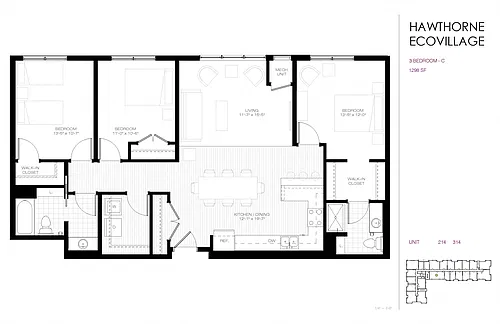 Floor plan Three Bedroom