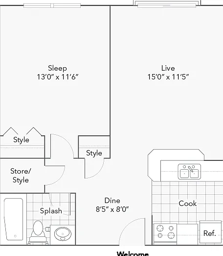 Walden | 1-Bedroom Floorplan Walden | 1-Bedroom Floorplan