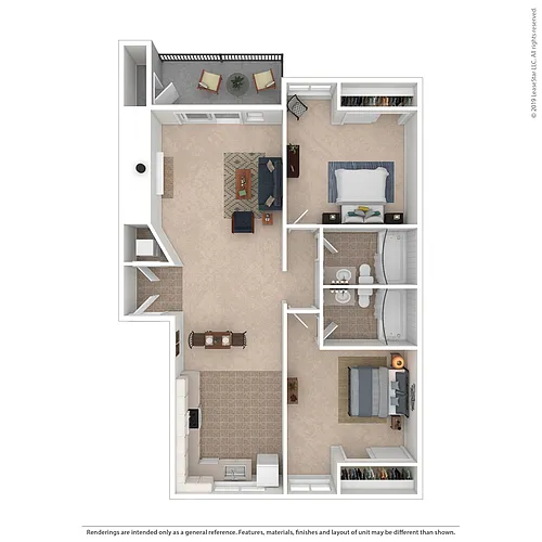 Floor plan 2 Bedroom, 2 Bath B2