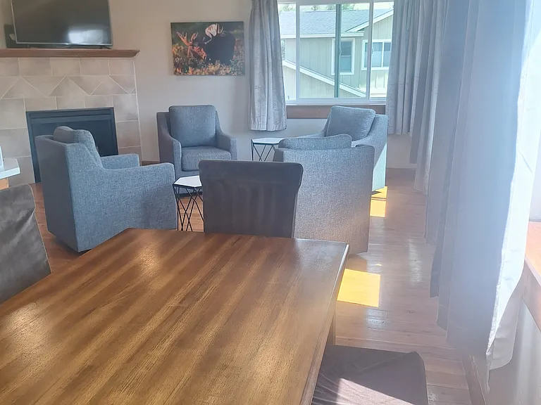 Living and dining areas.