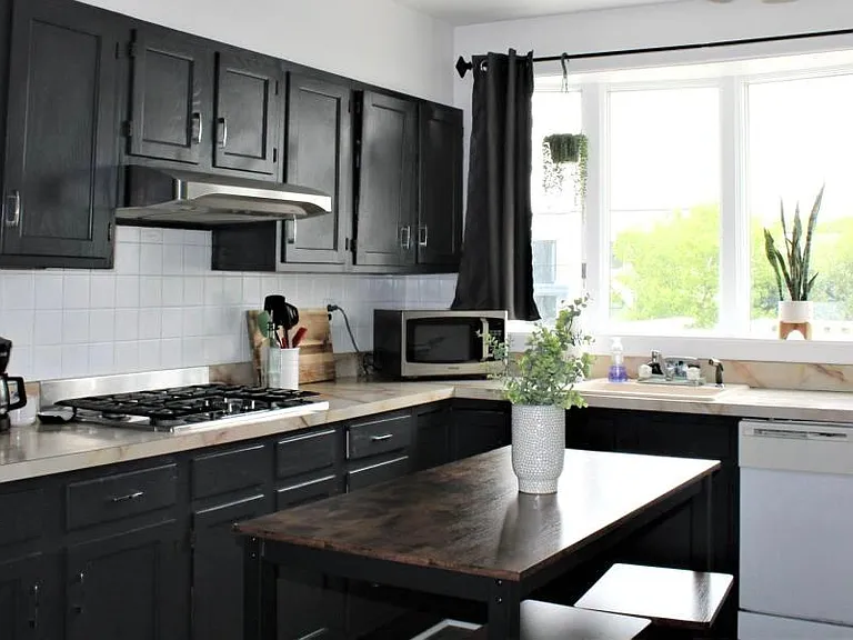 Kitchen facing window