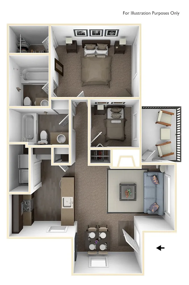 Floor plan 2 Bedroom 2 Bath