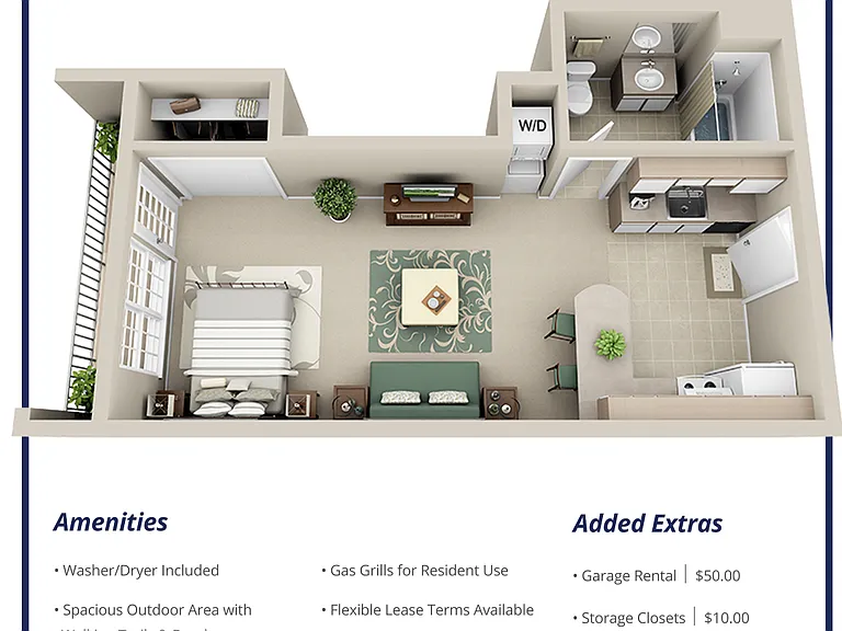 Studio 425 sq ft plan
