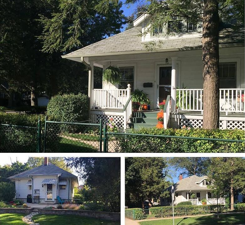 Home exterior, front and back. Large corner lot.