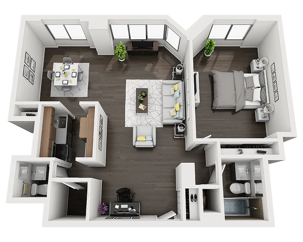 Floor plan One Bedroom A1.5B