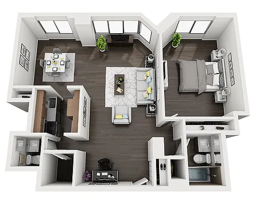 Floor plan One Bedroom A1.5B
