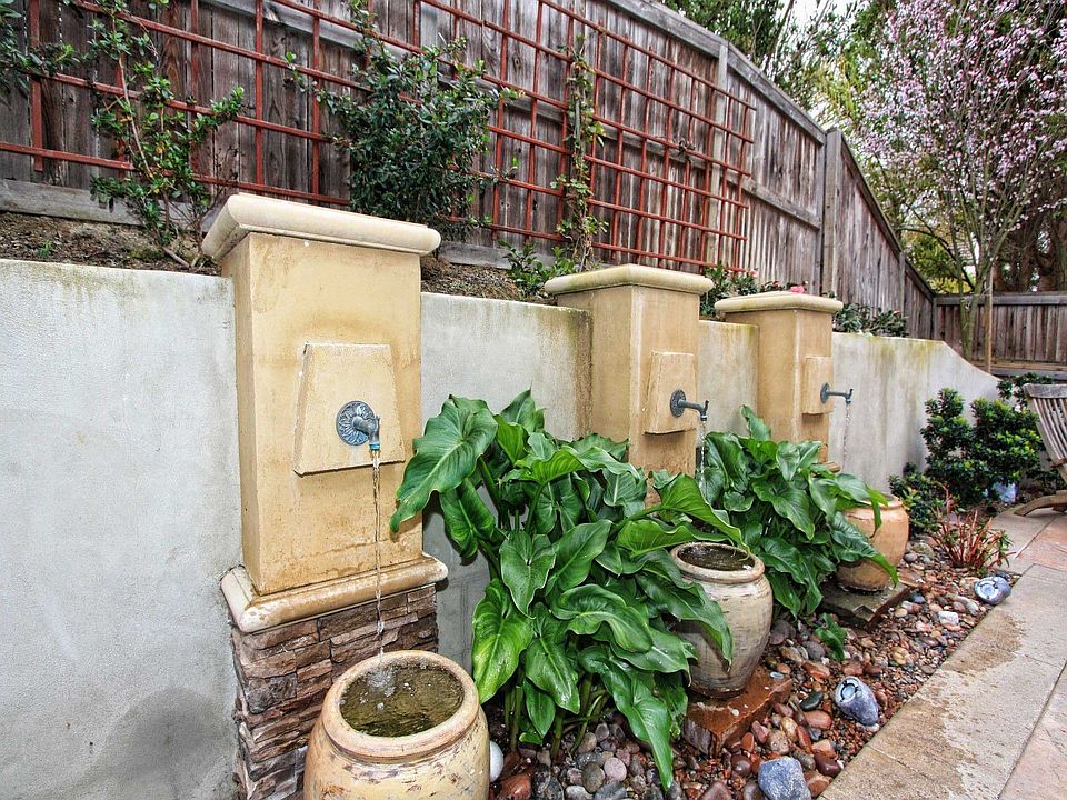 Fountains in Backyard