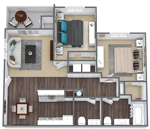 Floor plan B4: 2 Bed 2 Bath
