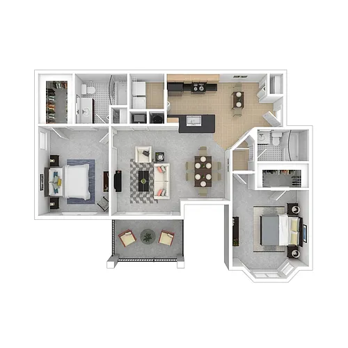 Floor plan Two Bed / Two Bath