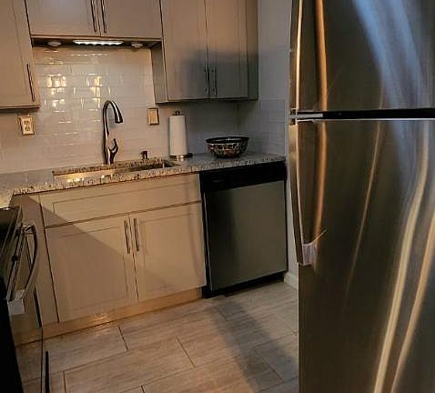 Newly renovated kitchen with stainless appliances