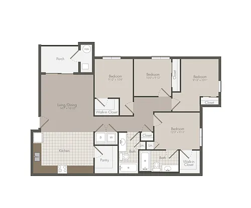 Floor plan 4 bed x 2 bath