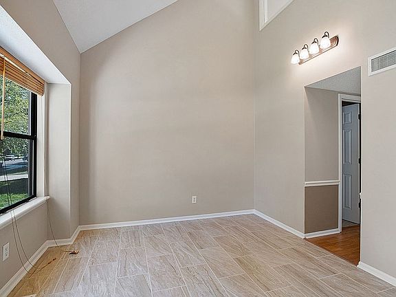 High ceiling dining area 