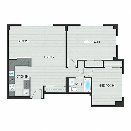 Floor plan 2 Bedroom, 1 Bathroom