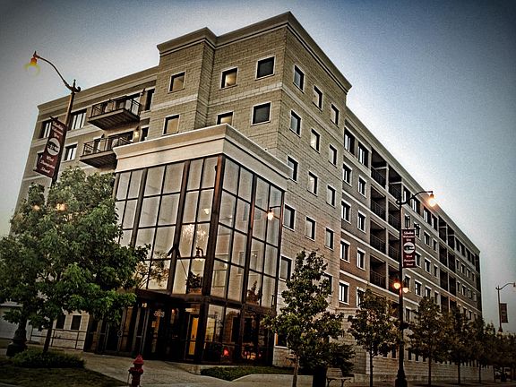 Skokie Gardens Condominium Building at night
