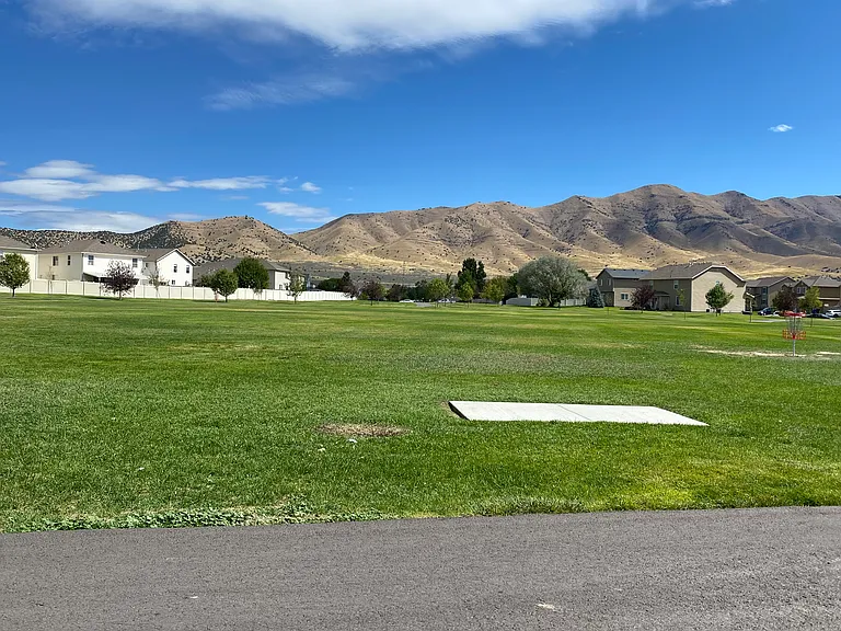 right outside front door. Disc golf course