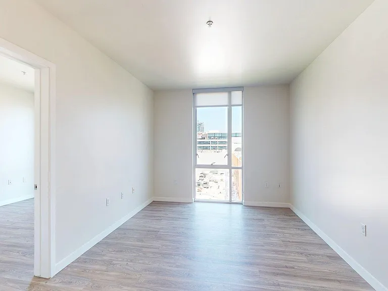 Apartment Living Room with Wood-Style Flooring.
