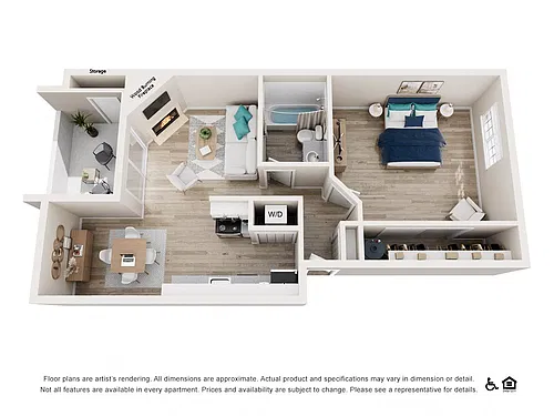 Floor plan 1 Bedroom 1 Bath - Classic
