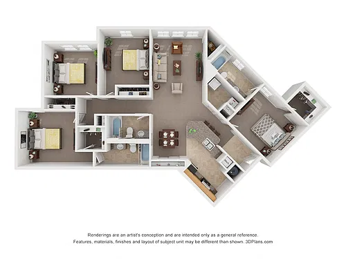 Floor plan Four Bedroom Three Bath (b)