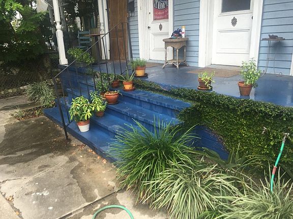 front porch with water access