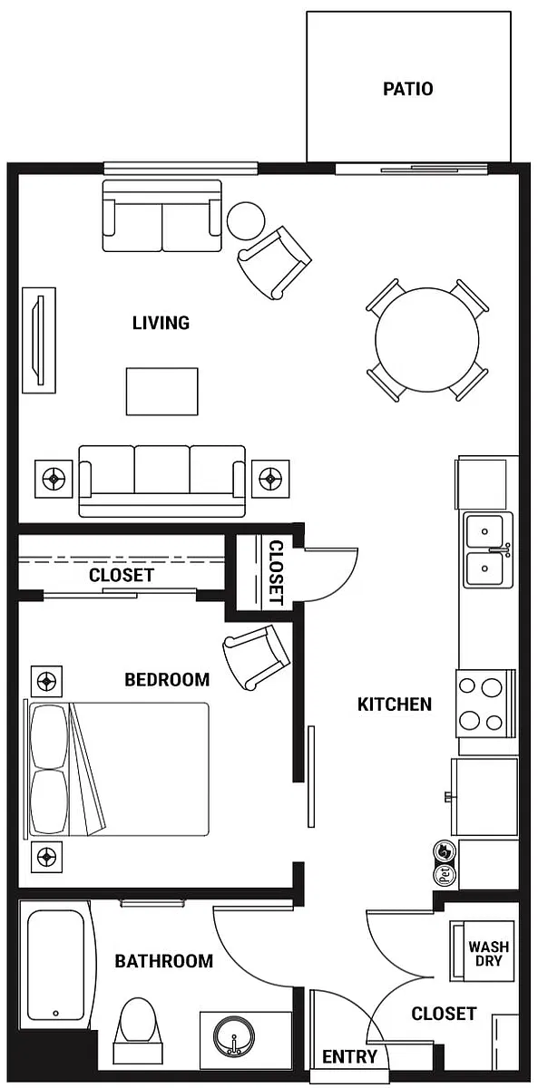 Floor plan U2 Open One Bed