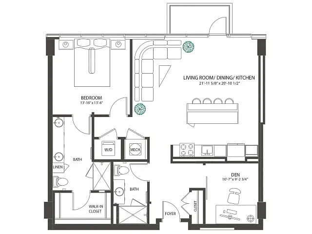 Floor plan One Bedroom Den Penthouse