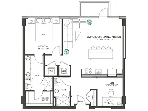 Floor plan One Bedroom Den Penthouse