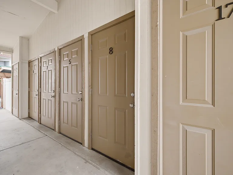 Storage unit steps away from front door.