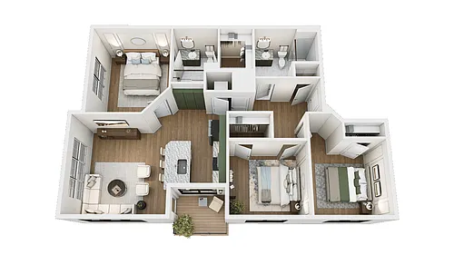 Floor plan 3 Bed 2 Bath H