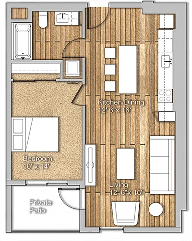 Floor plan 1x1B