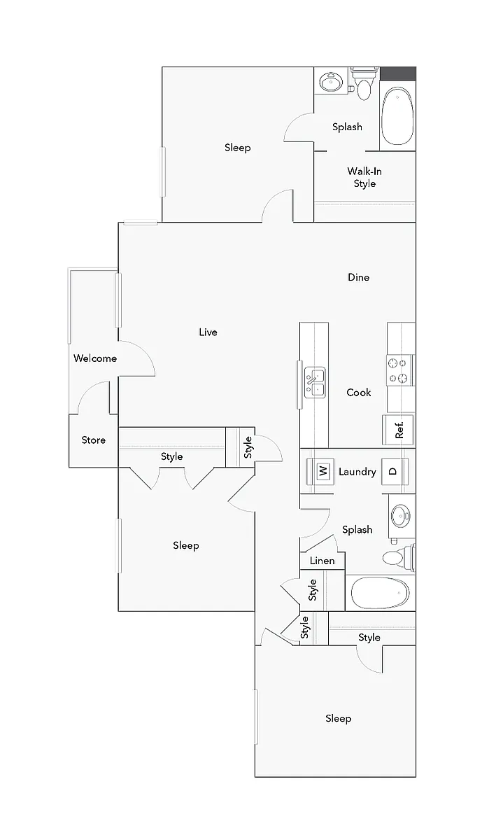 Floor plan 3 Bed 2 Bath