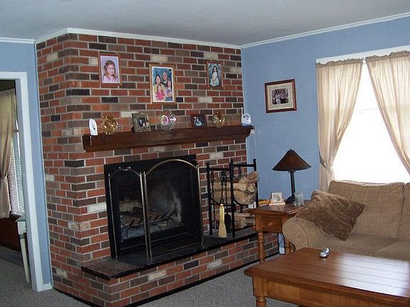Living room and fireplace