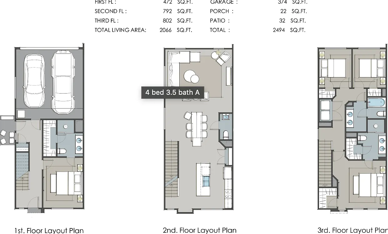 4 bed, 3.5 bath, 2106 sqft, $2,399 — Photo 3