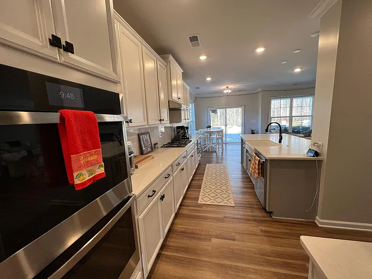 Bright kitchen with natural lighting from expansive windows