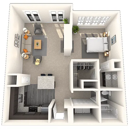 Floor plan Studio 0x1 770 SF