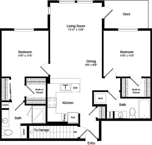 Floor plan Two Bed B-6 - Phase III