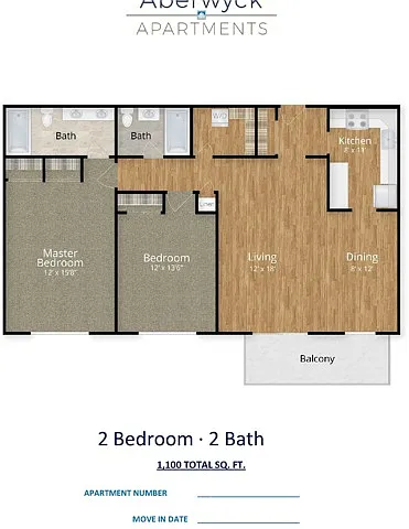 Floor plan 2 Bed x 2 Bath D