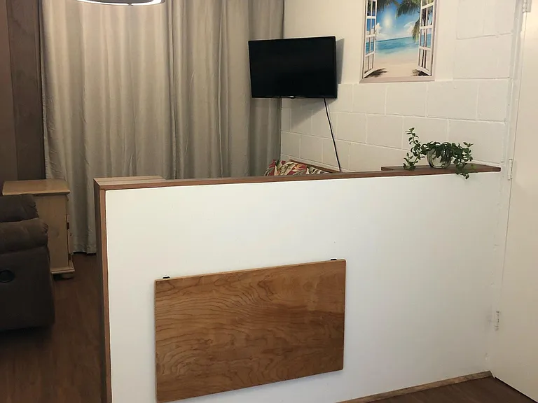 Fold down desk/table - space for yoga