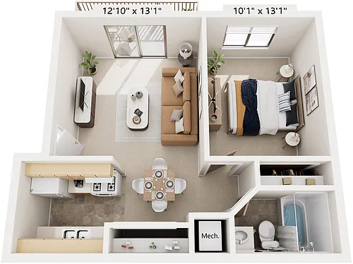 Floor plan Standard One Bedroom
